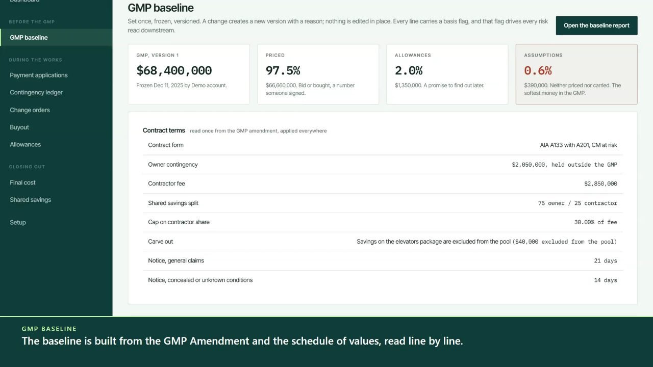 A frame from the film: What does the owner's GMP baseline actually lock?