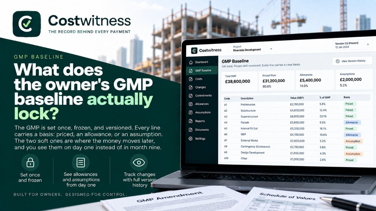 The opening frame of the film: What does the owner's GMP baseline actually lock?