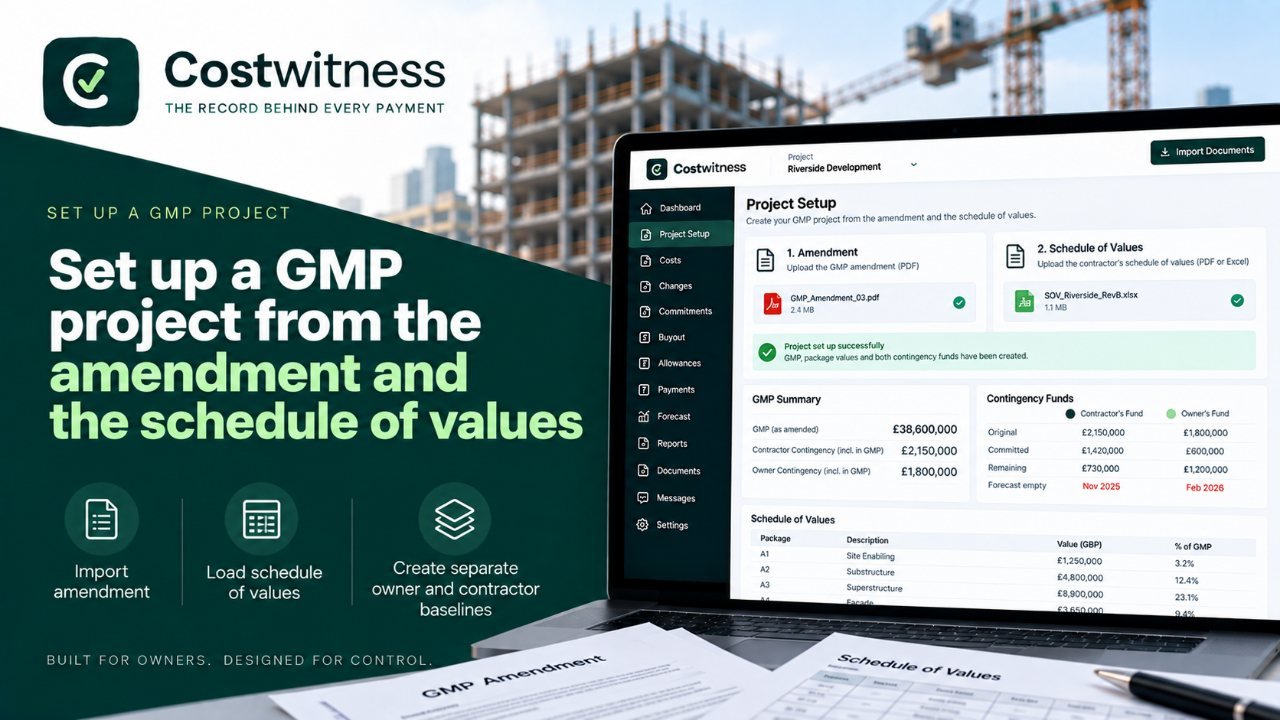 The opening frame of the film: Set up a GMP project from the amendment and the schedule of values
